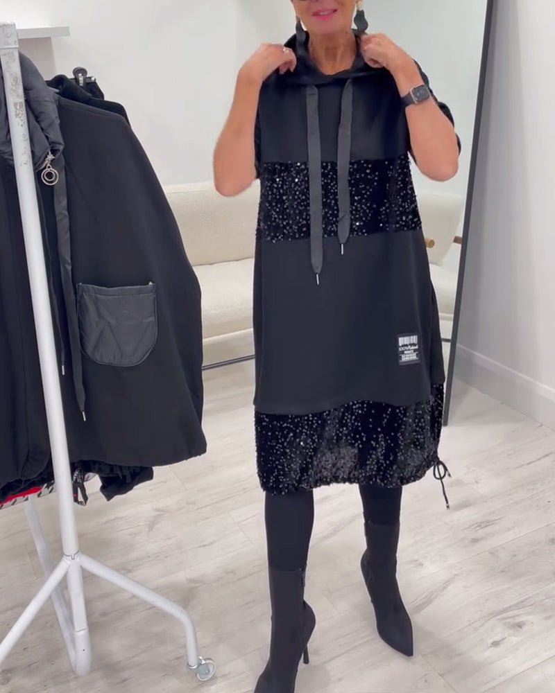 SAOIRSE | TRENDY PATCHWORK HOODED DRESS