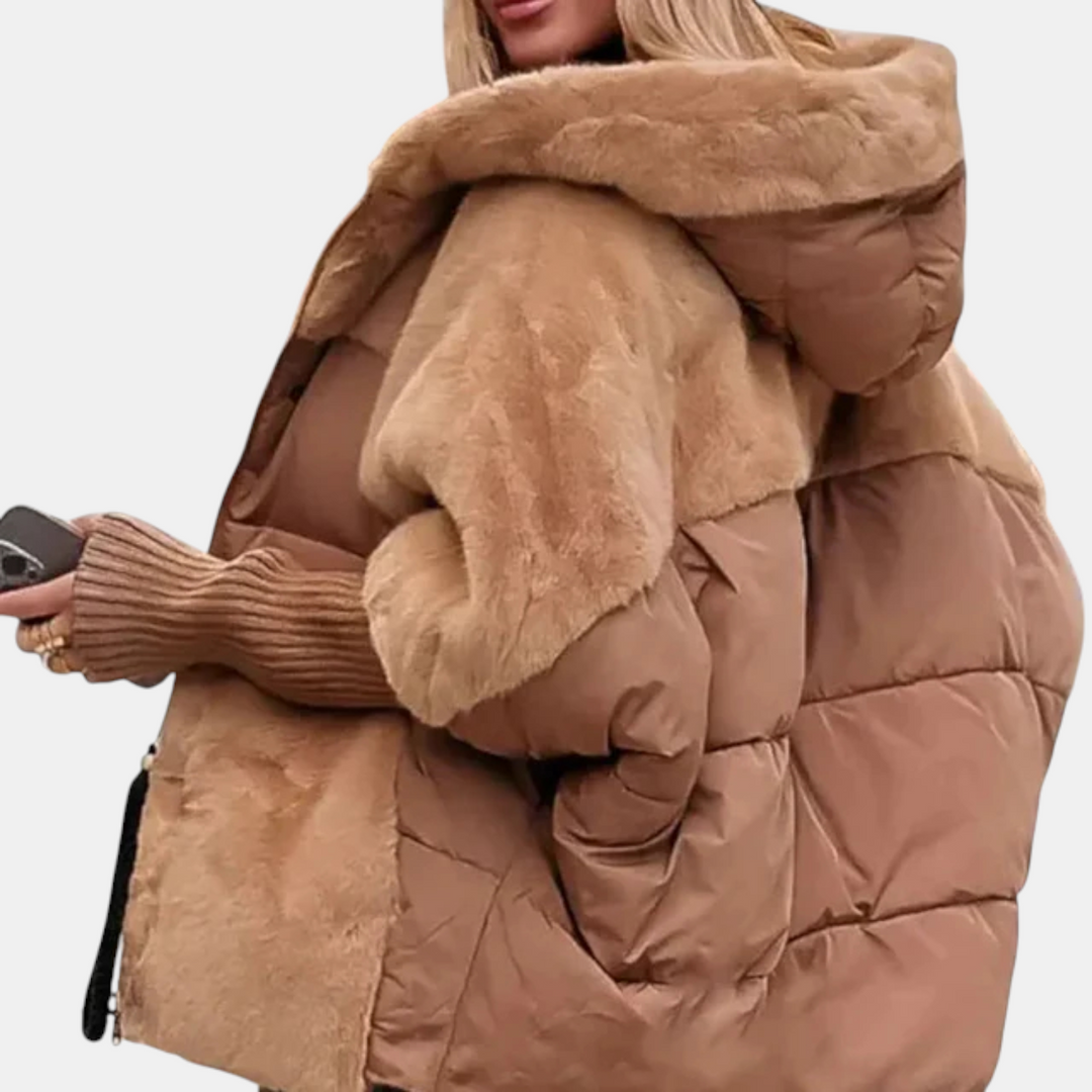 LAOISE | OVERSIZED HOODED PATCHWORK PUFFER JACKET