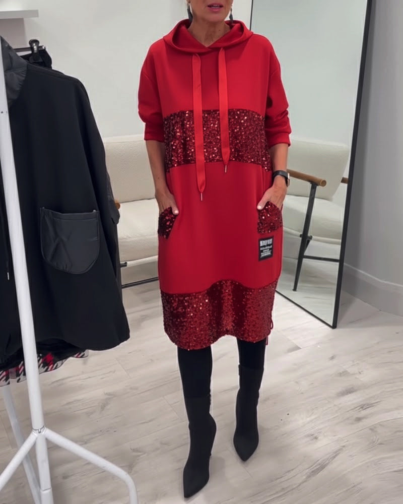 SAOIRSE | TRENDY PATCHWORK HOODED DRESS