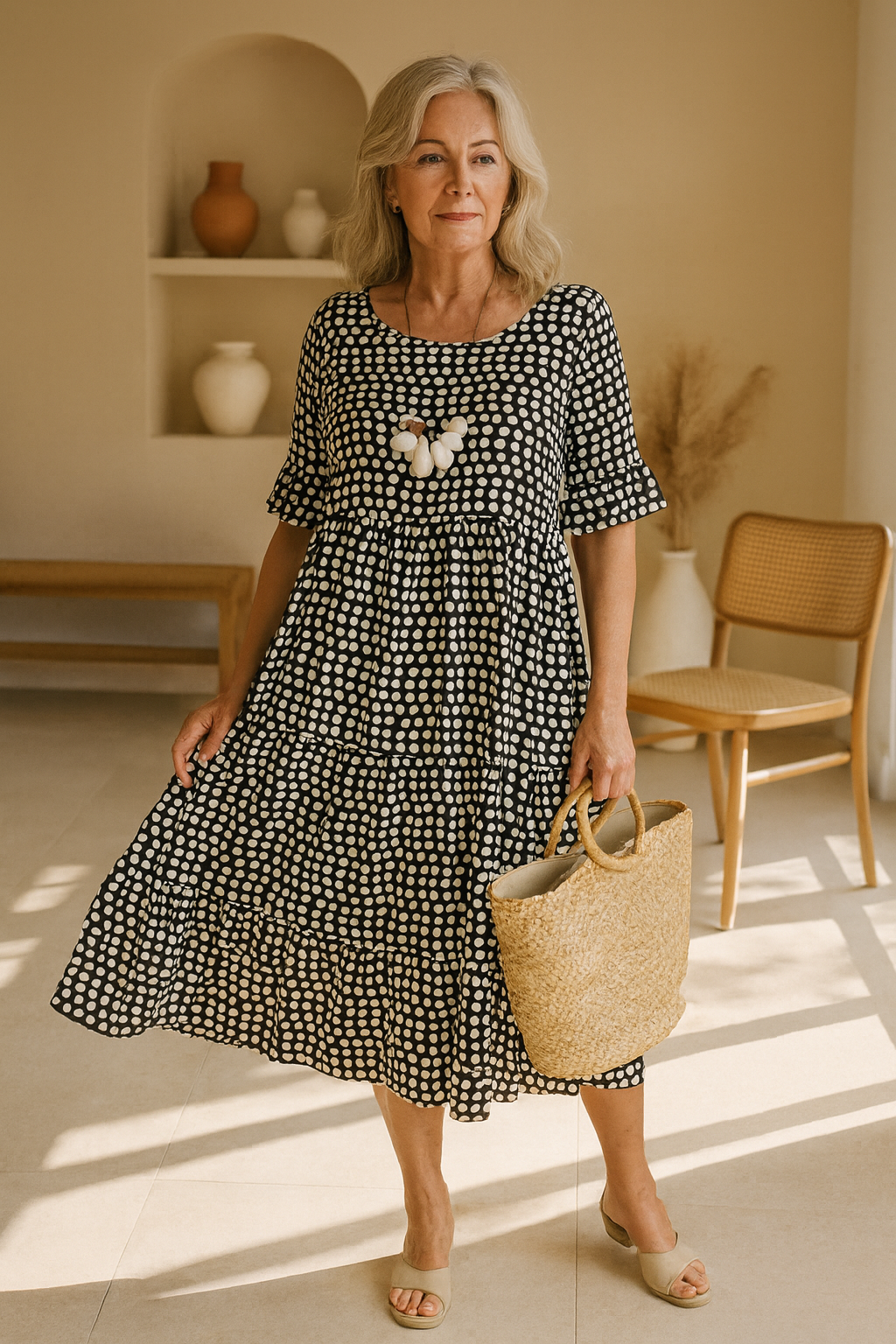 IMOGEN | SABLE SHORT-SLEEVE MIDI DRESS