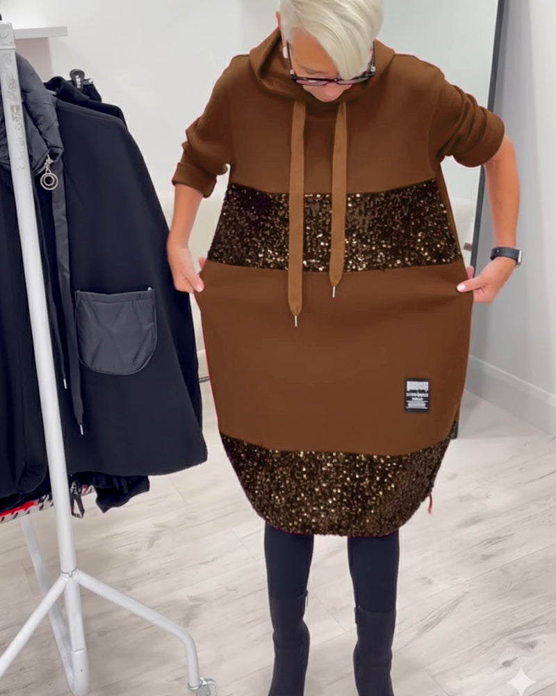 SAOIRSE | TRENDY PATCHWORK HOODED DRESS