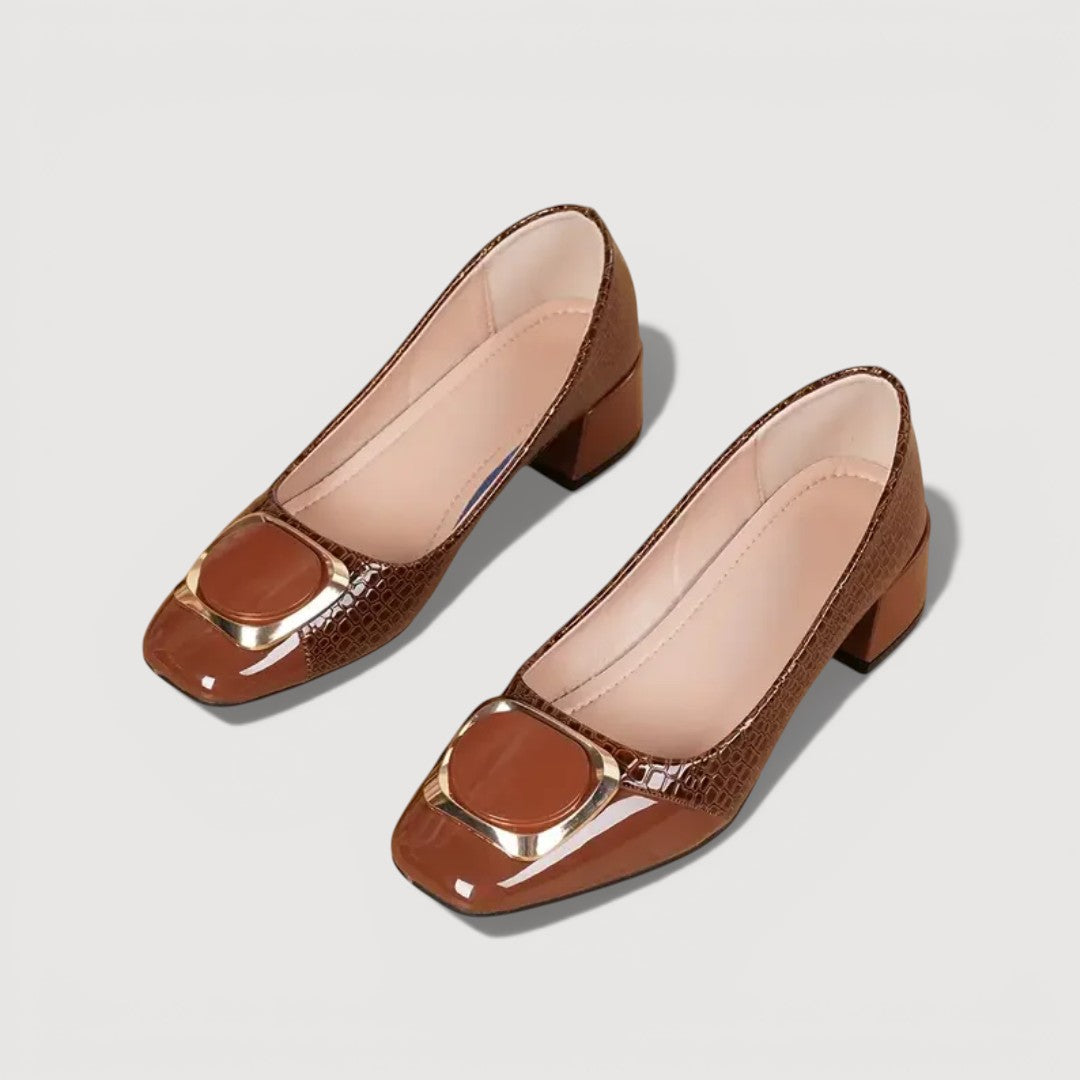 FIANNA | ORTHOPAEDIC CROCO BLOCK HEELS