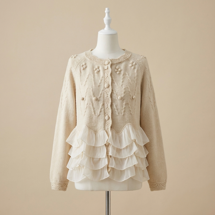 EILIS | RUFFLE HEM KNIT CARDIGAN