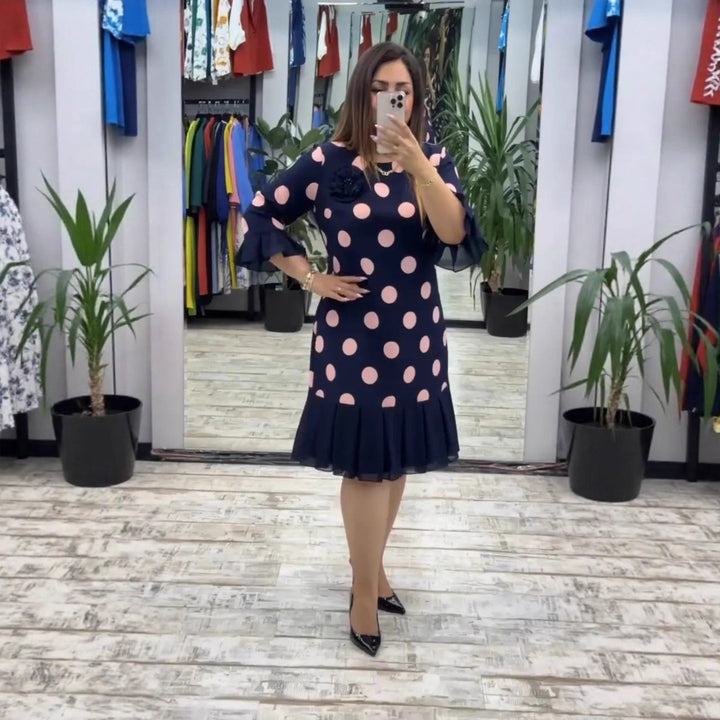 RÓISÍN | PLEATED POLKA DOT DRESS