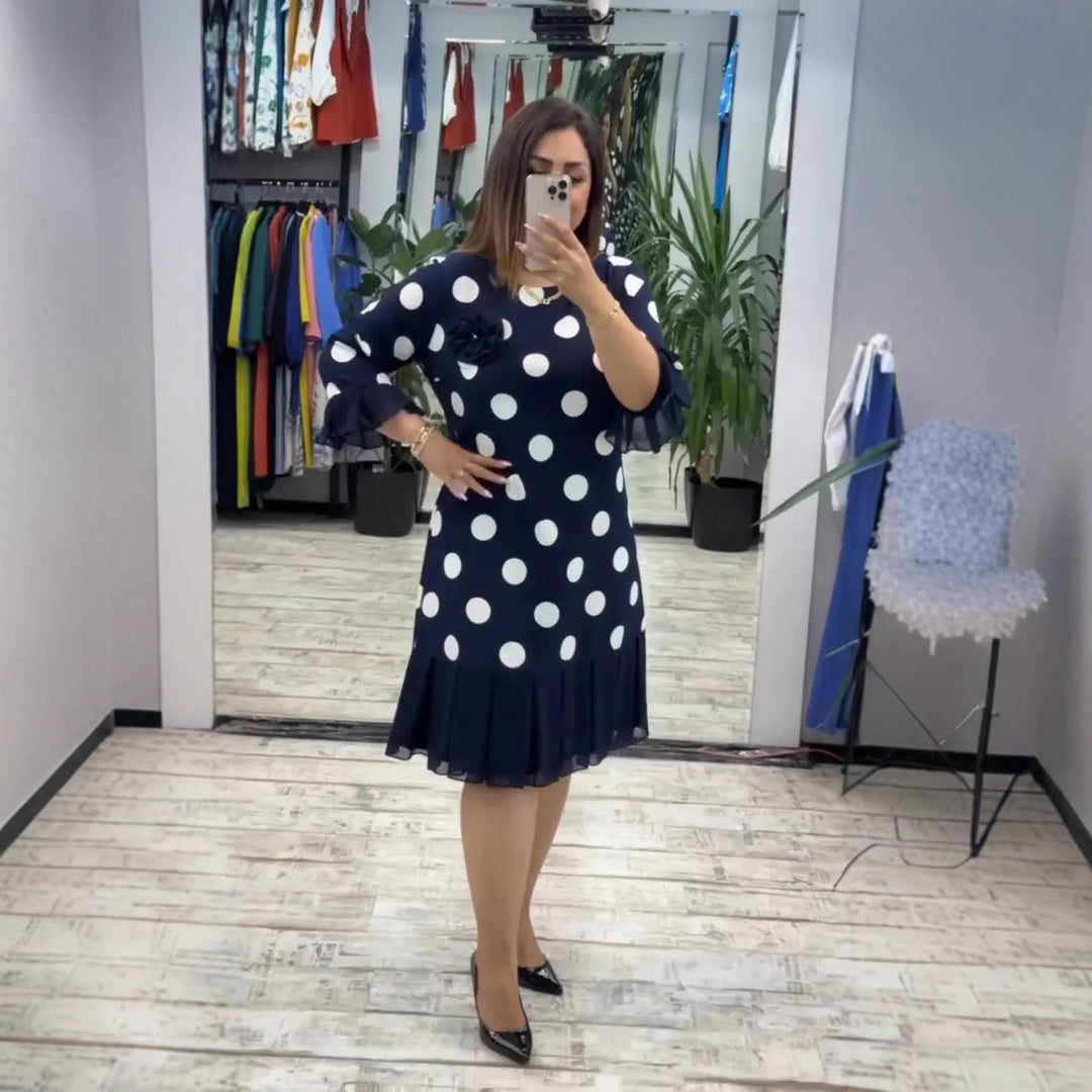 RÓISÍN | PLEATED POLKA DOT DRESS