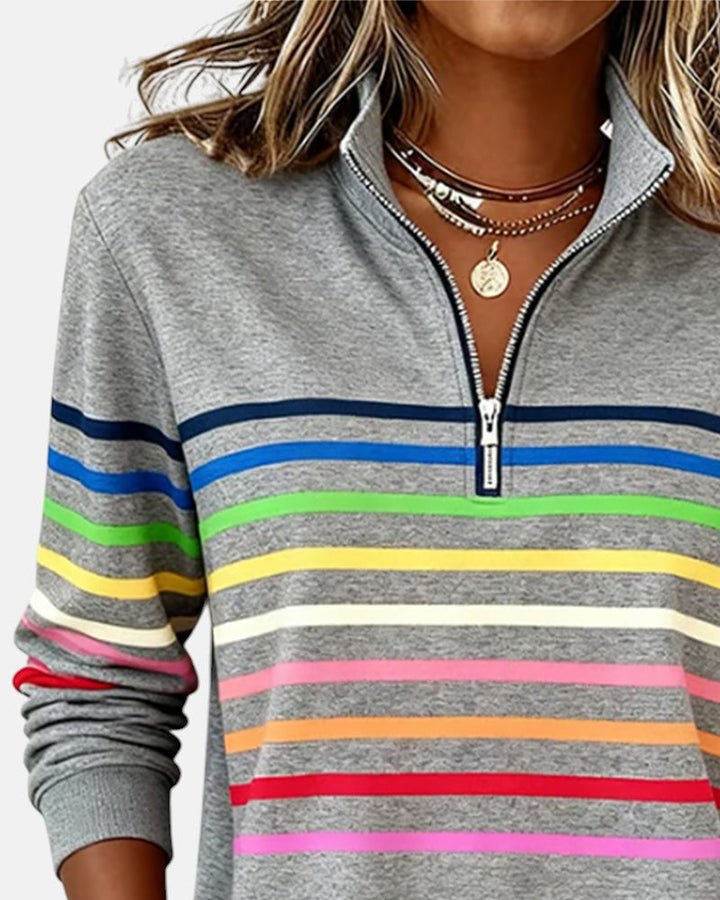 CAOIMHE | RAINBOW STRIPED ZIP SWEATSHIRT