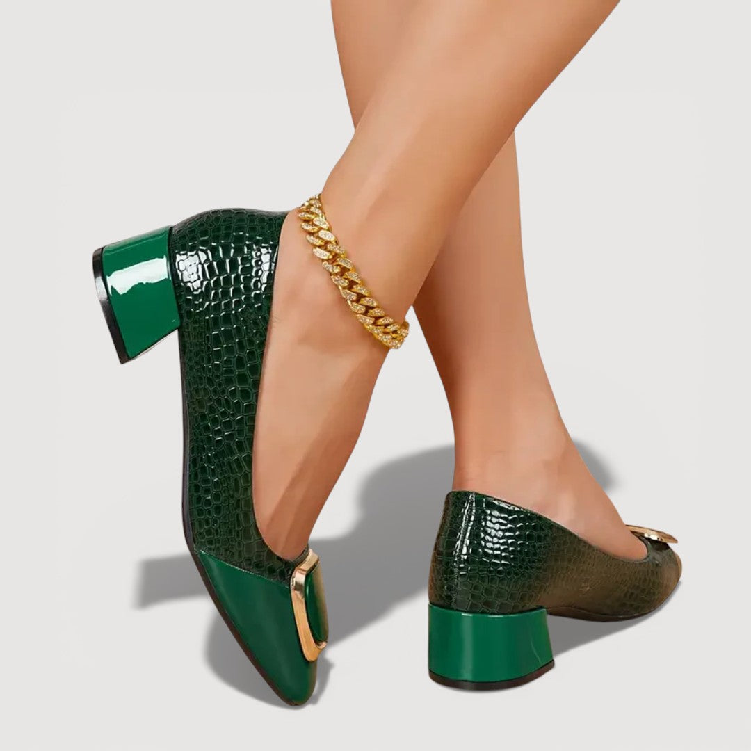 FIANNA | ORTHOPAEDIC CROCO BLOCK HEELS