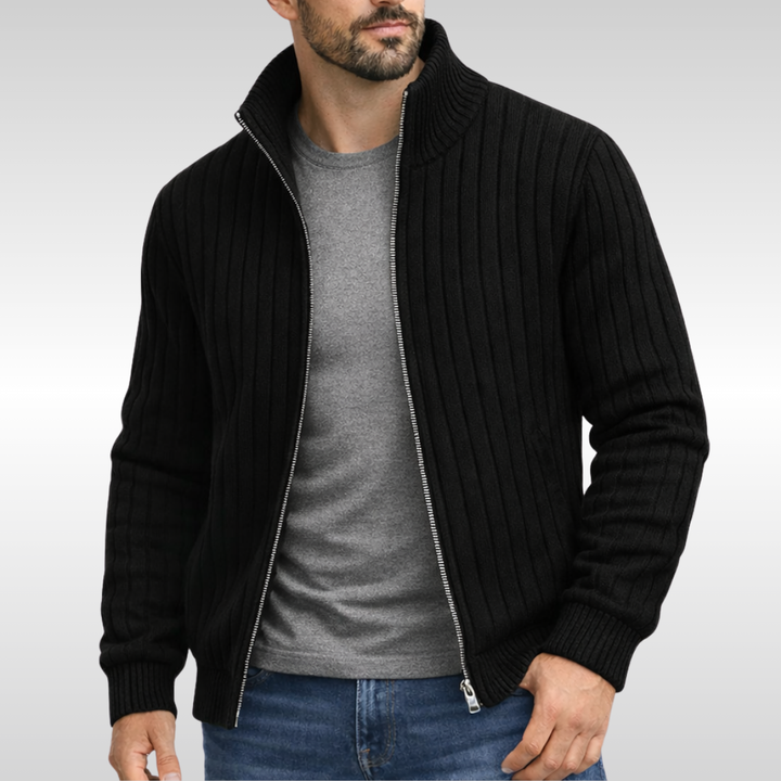 SEAMUS | CLASSIC RIB-KNIT ZIP CARDIGAN FOR MEN
