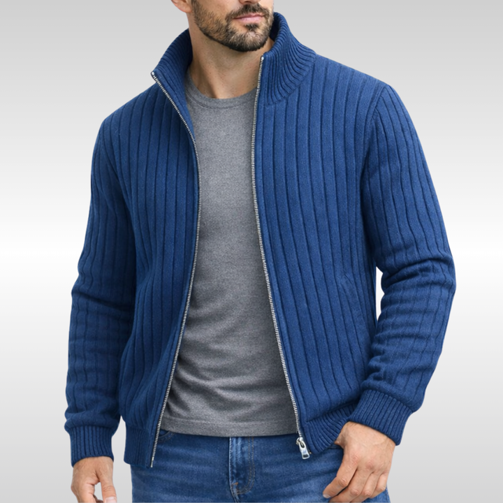 SEAMUS | CLASSIC RIB-KNIT ZIP CARDIGAN FOR MEN
