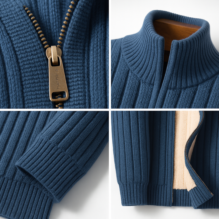 SEAMUS | CLASSIC RIB-KNIT ZIP CARDIGAN FOR MEN