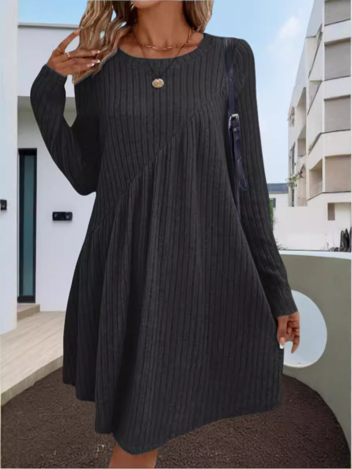 ELENA | RIBBED LONG-SLEEVE DRESS