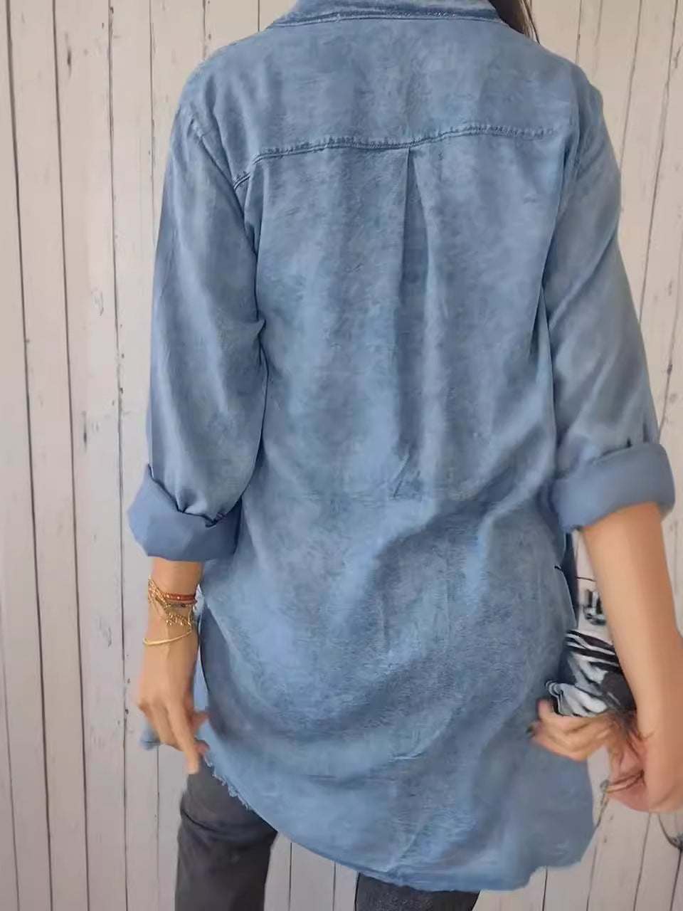 ARELLA | LONG DENIM BUTTON-UP