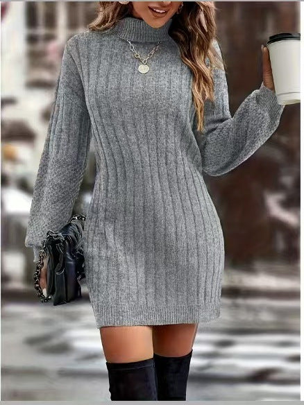CAMILLE | HIGH-NECK KNITTED DRESS