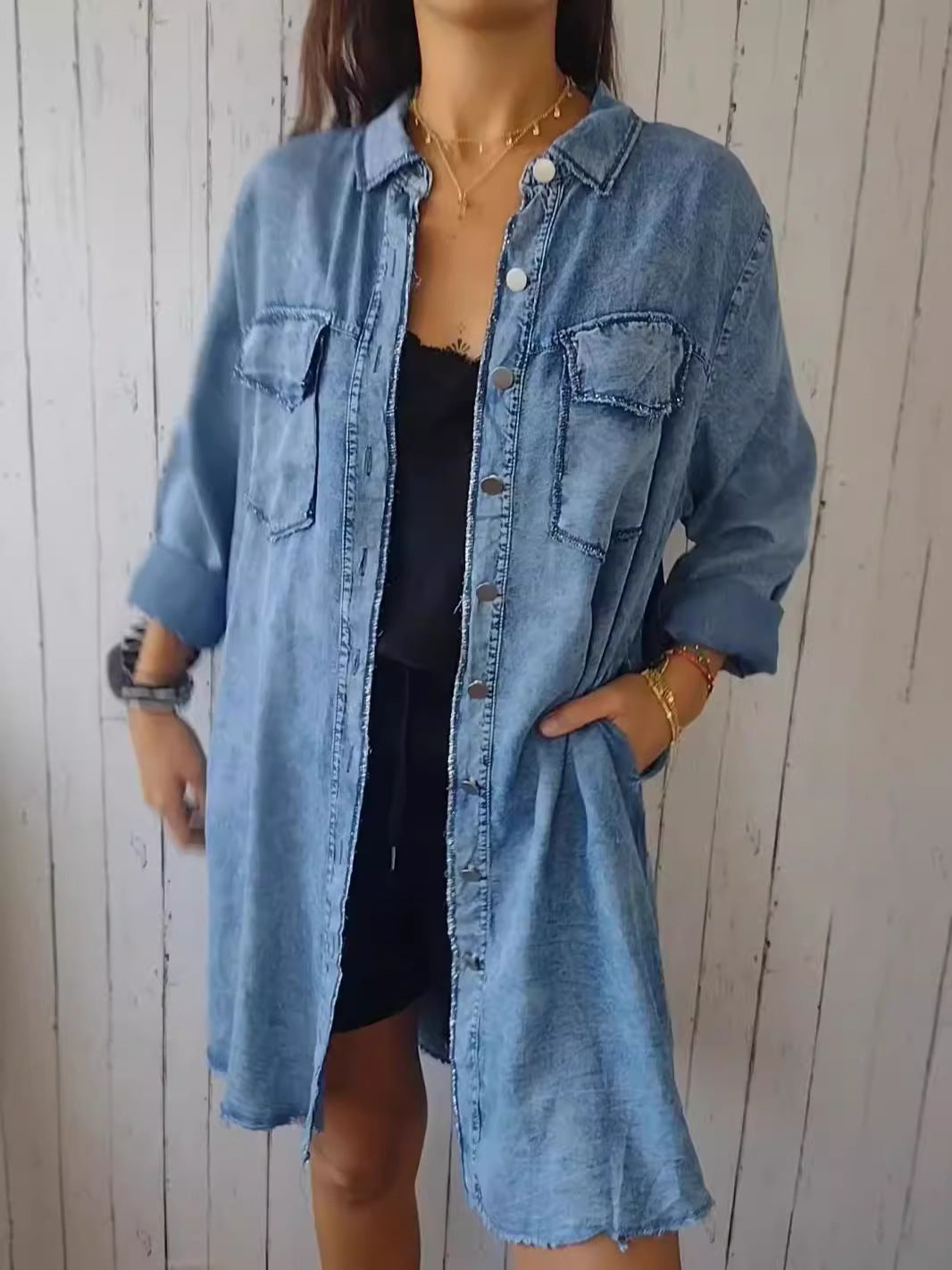 ARELLA | LONG DENIM BUTTON-UP