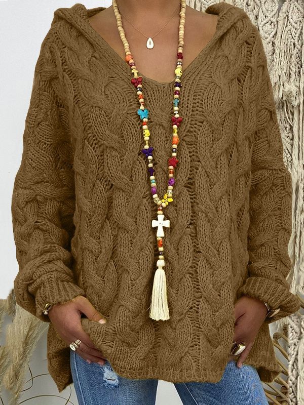 LENA | HOODED CABLE KNIT SWEATER