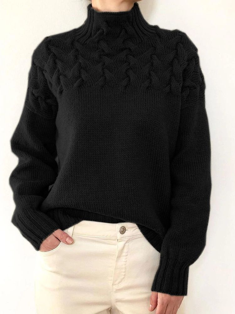 BRIONY | TEXTURED HIGH-NECK SWEATER