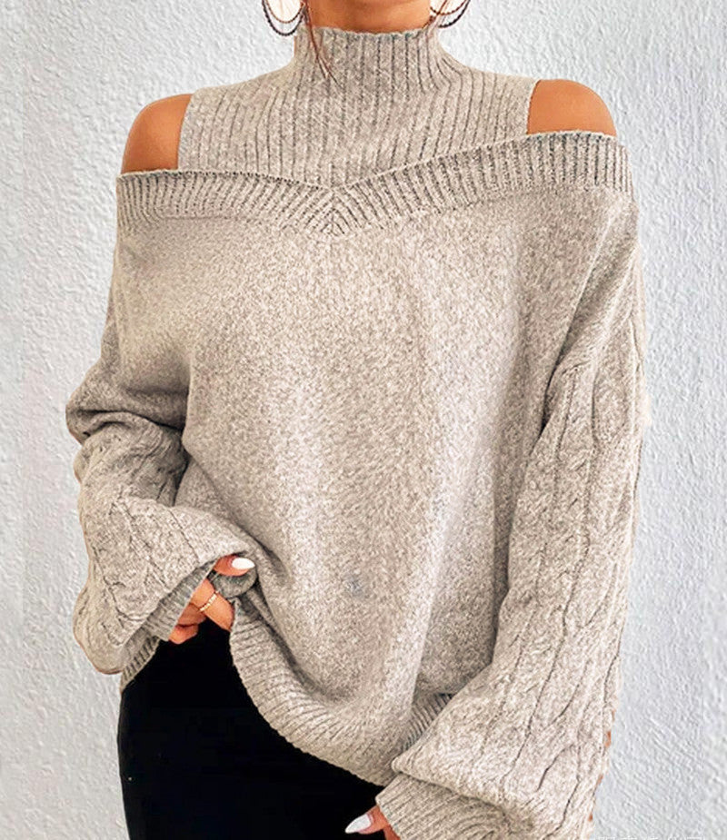 MAISIE | OFF-SHOULDER HIGH-NECK SWEATER