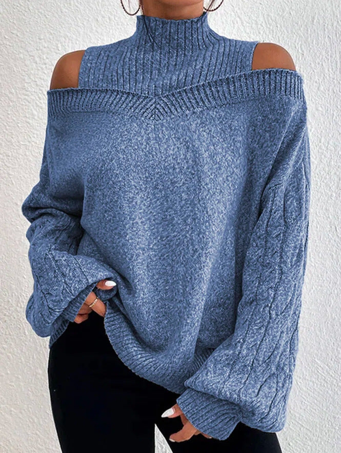 MAISIE | OFF-SHOULDER HIGH-NECK SWEATER