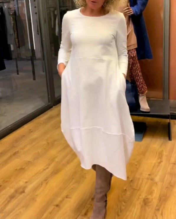 ROISIN | BLACK MIDI DRESS WITH POCKETS