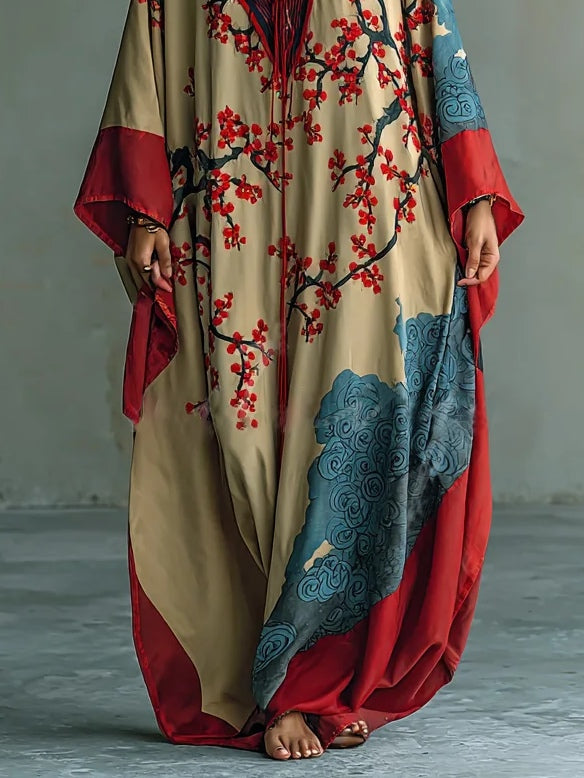 AYA | JAPANESE RED PLUM BLOSSOM MAXI DRESS