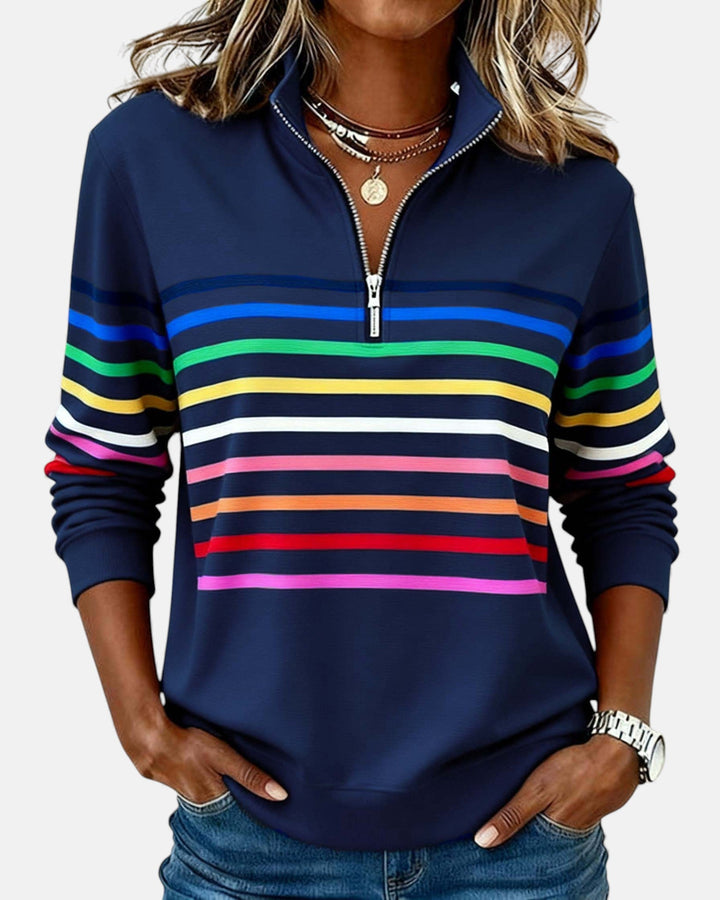 CAOIMHE | RAINBOW STRIPED ZIP SWEATSHIRT