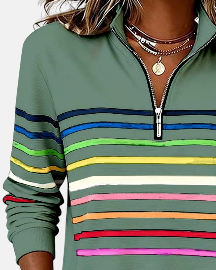 CAOIMHE | RAINBOW STRIPED ZIP SWEATSHIRT