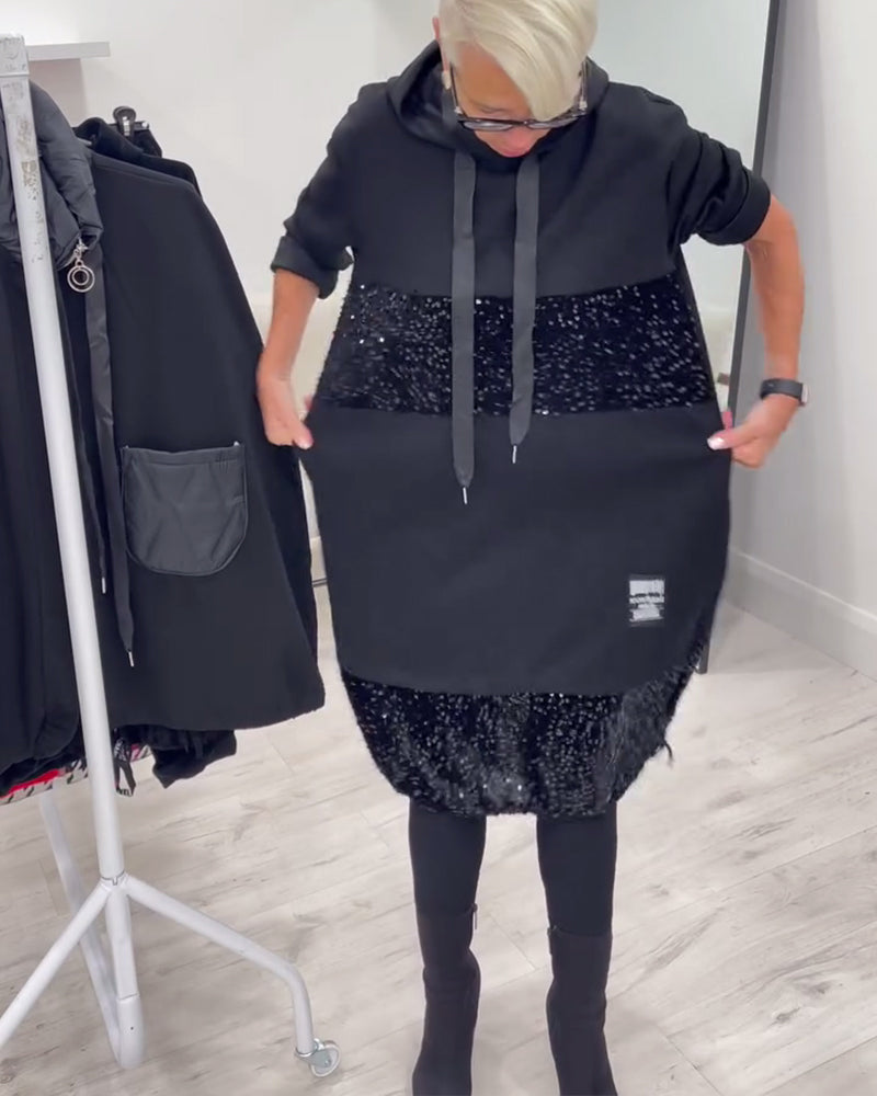 SAOIRSE | TRENDY PATCHWORK HOODED DRESS