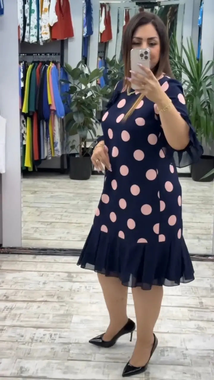 RÓISÍN | PLEATED POLKA DOT DRESS