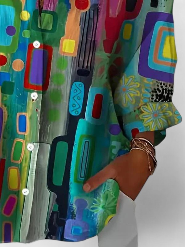 MAIREAD | ELEGANT GEOMETRIC PATTERN BLOUSE