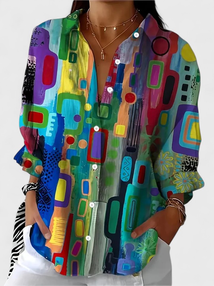 MAIREAD | ELEGANT GEOMETRIC PATTERN BLOUSE