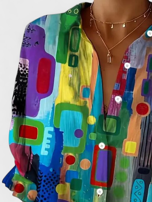 MAIREAD | ELEGANT GEOMETRIC PATTERN BLOUSE